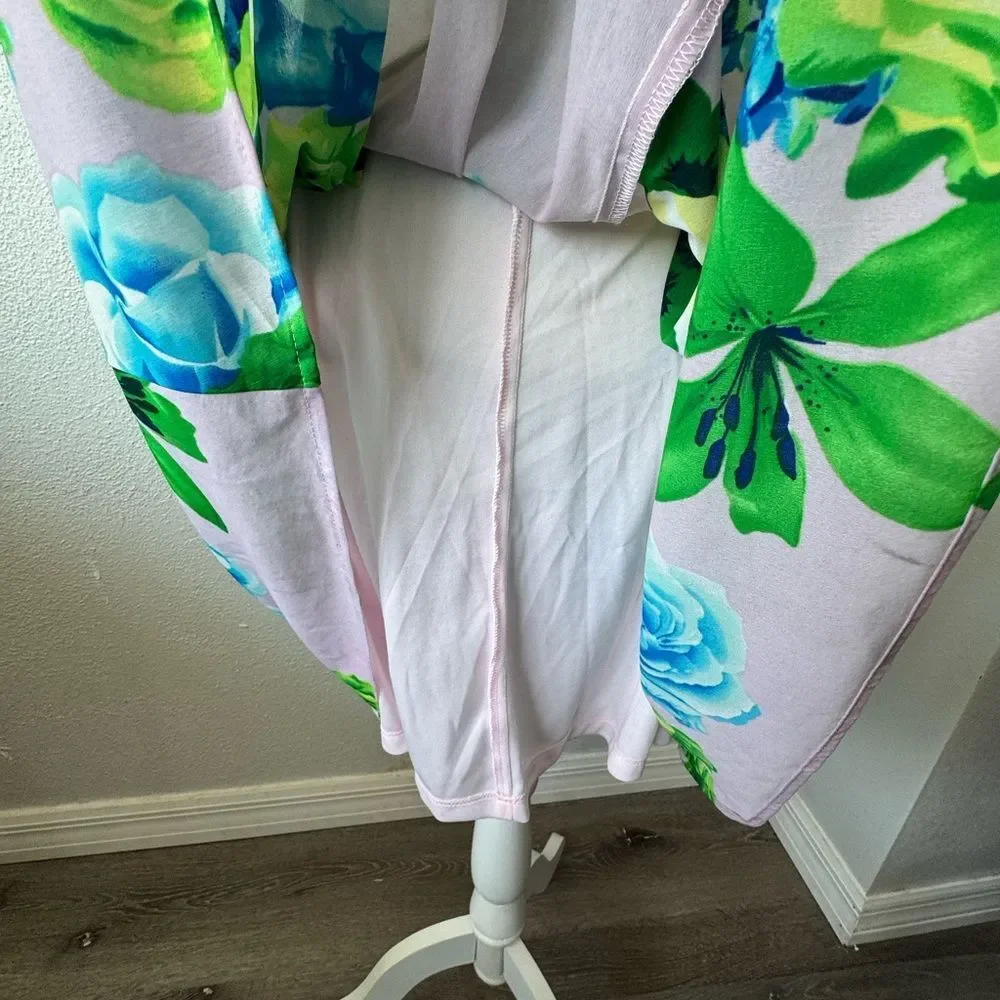 Antropologie Eva Franco Floral Pink Dress Halter Top Keyhole Rare Romantic SZ S